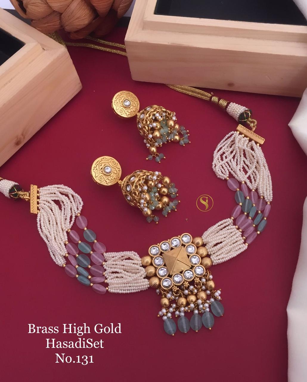 131 BH Designer Brass High Gold Hasadi Set Dokiya Set Wholesale Online
